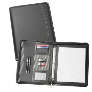 A4 Zippered Compendium with Removable 3 Ring Binder 9032BK