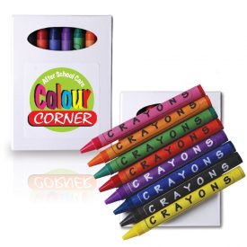 Assorted Colour Crayons in White Cardboard Box LL196