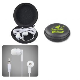 Earbud / Headphone Set in Round EVA Zippered Case LL6150