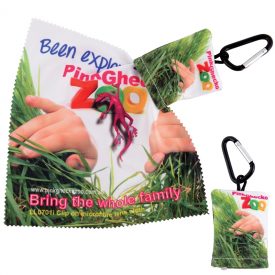 Custom Superior Hi Microfibre Lens Cloth in Pouch with Carabiner