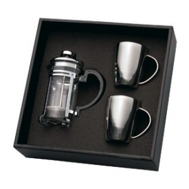 D652 Coffee Plunger & 2 Stainless Steel Mugs