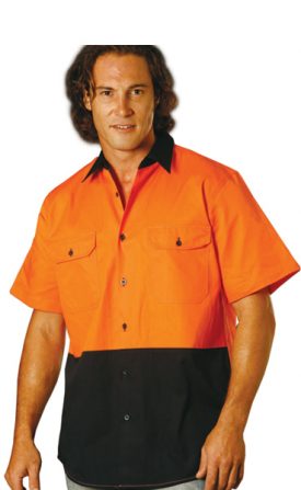 SW54 High Visibility Cotton Drill Shirts, Long Sleeve
