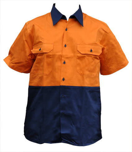 SW54 High Visibility Cotton Drill Shirts, Long Sleeve
